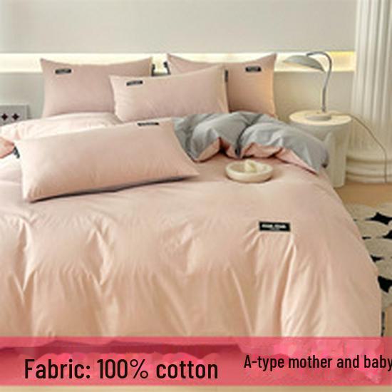 Pure Color Quilted Cotton Yarn-Dyed Bed Sheet & Bedspread Set