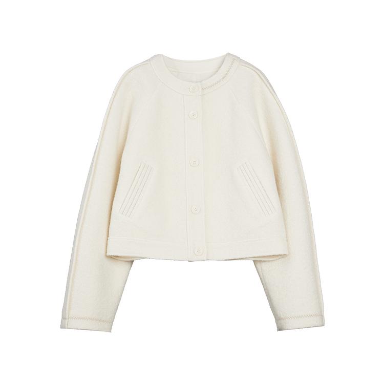 ELLE French Style Sheepskin Wool Oversized Fashion Design Casual Versatile Long Sleeve Woolen Top Cropped Jacket Women jackets EF63143
