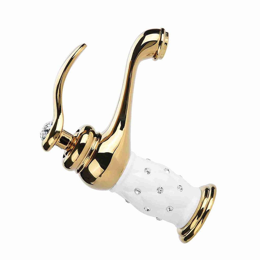 Mischbatterie aus massivem Messing Kalt-/Warmwasserhahn mit Ornamenten für Waschtischbecken (golden)