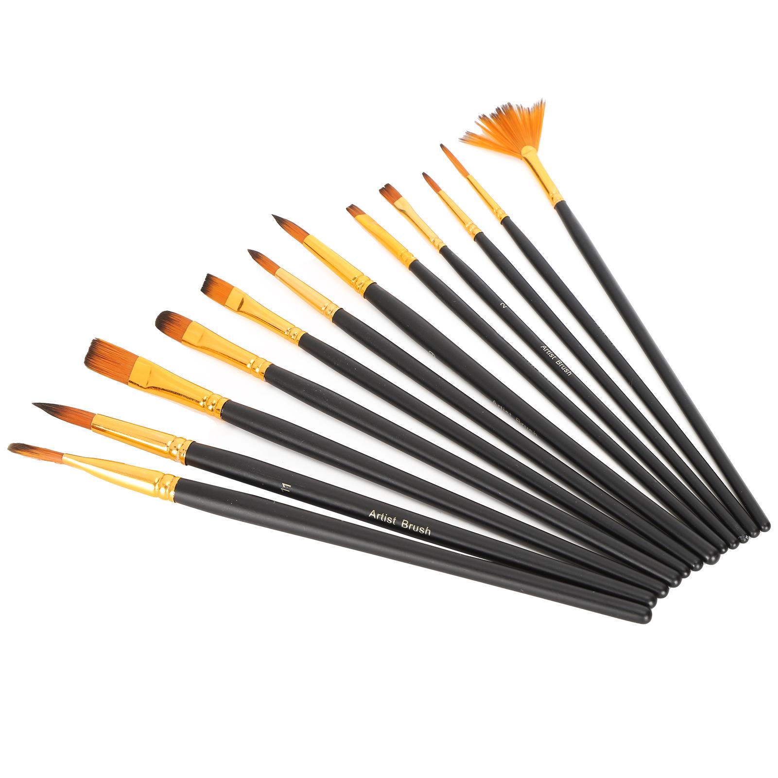 12 шт. Художественные кисти Нейлоновые Разные формы Комбинация Инструменты для акварели, масляной, акриловой живописи