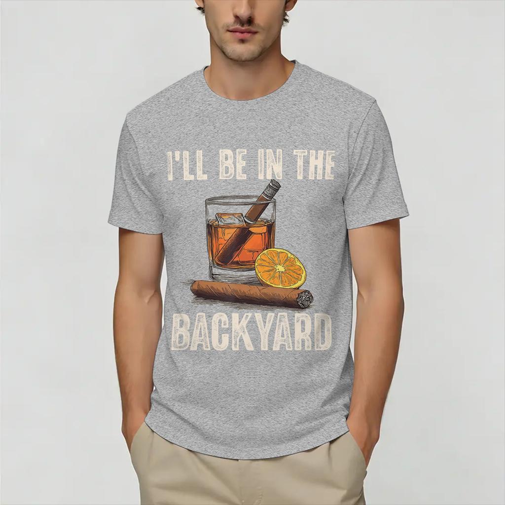 Vintage T Shirt Summer Be In The Backyard Funny Leisure T Shirts 100 Cotton Tee Shirt Y2K Basic Printed Short Sleeve Clothing