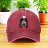 Cute Dog Print Washed Denim Baseball Cap Adjustable Curved Brim Outdoor Breathable Hat