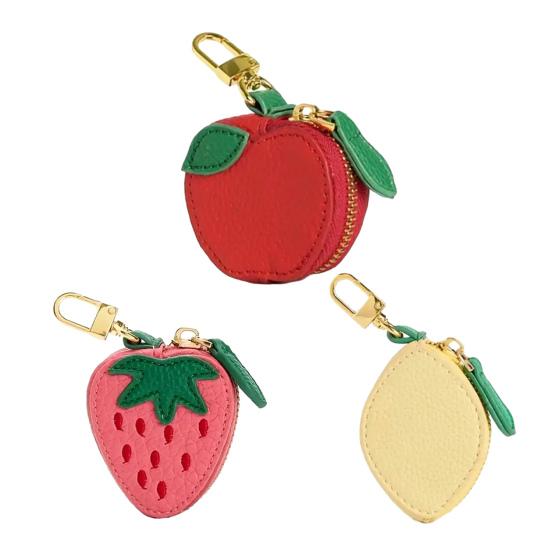 Fruit Coin Wallet Lemon Strawberry Zippered Purse Fruit Faux Leather Bag Mini Purse for Coins Lipsticks Street Daily Outings