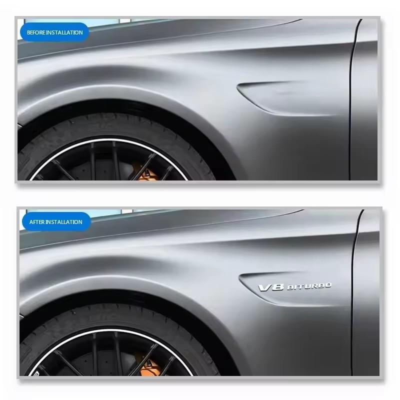 3D ABS V8 BITURBO TURBO 4MATIC Letter Emblem Car Fender Side Sticker For Mercedes Benz W222 W223 W205 W204 Rear Trunk Styling AX1