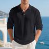 Men's Business Casual Long Sleeve Shirt with Lapel Collar - Color, Relaxed Fit