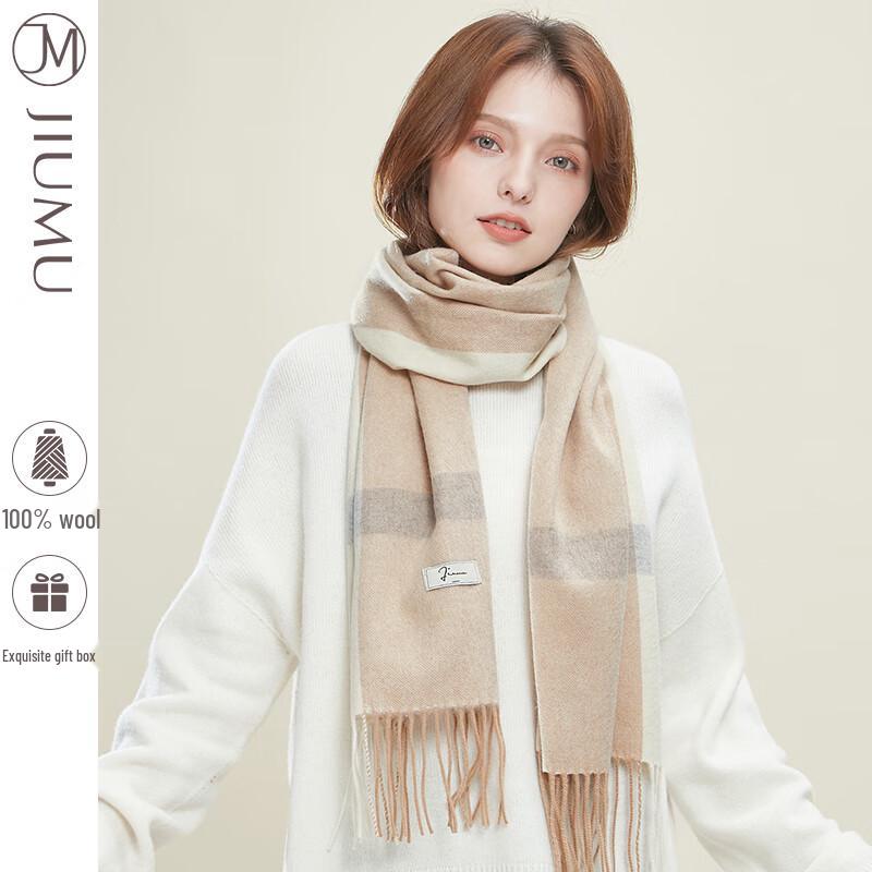 JIUMU Women s Pure Wool Knitted Winter Scarf