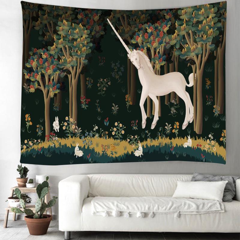 The Unicorn In Captivity Wall Tapestry Cover Beach Towel Picnic Yoga Mat Home Decoration Animal Wall Covering Blanket