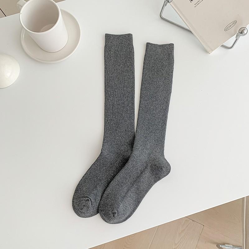 Socks Pure Cotton Calf Socks Pressure Thin High Stockings Cotton Double Needle Boneless Stacking Socks