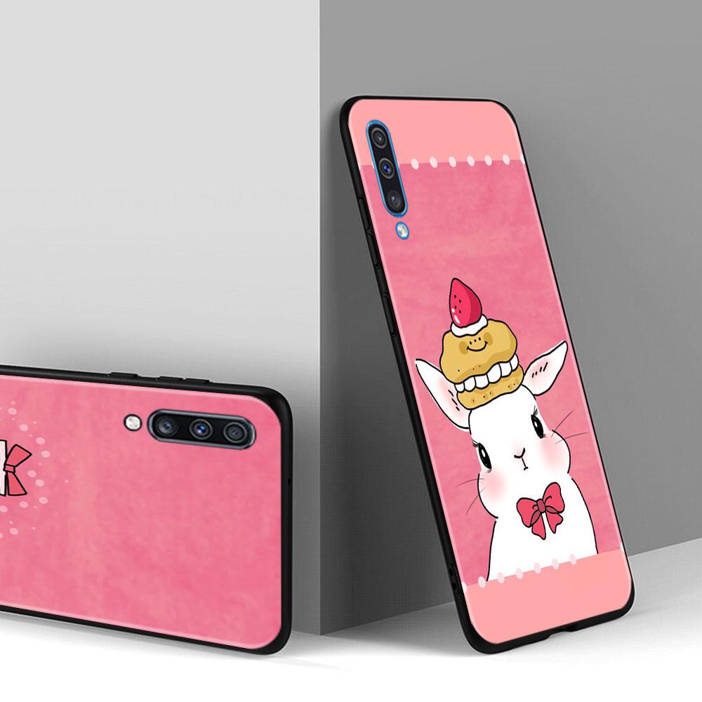 Pouzdro Flower Love Pink roztomilý králík pro Samsung Galaxy A70 A70s A50 A30s A04s A20s A20e A02 A02s A03 A04 A03s M52 A42 M31 kryt