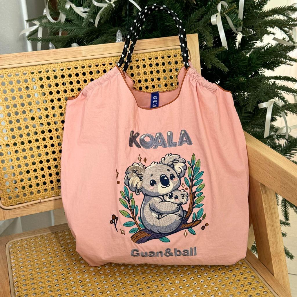 Trendy Large-Capacity Japanese-Style Nylon Embroidery Shoulder Bag for Women