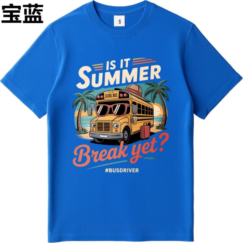 Tshirts for men Printed Women Crew Neck t shirt Black School Bus Summer Break Beach Scene Hiphop Unisex Teeshirt Trendy Tshirt