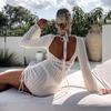 For Women Hollow Side Strap Round Neck Back Exposed Sun Protection Beach Beach Women Dress