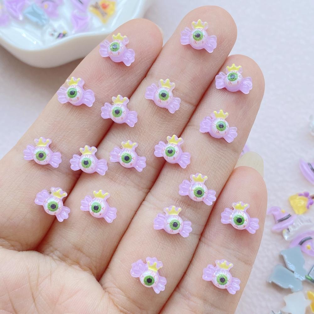 100PCS Halloween 3D Nail Art Decoration Charms Supplies Kawaii Cartoon Halloween Series Accessories Resin Parts Manicure Decor