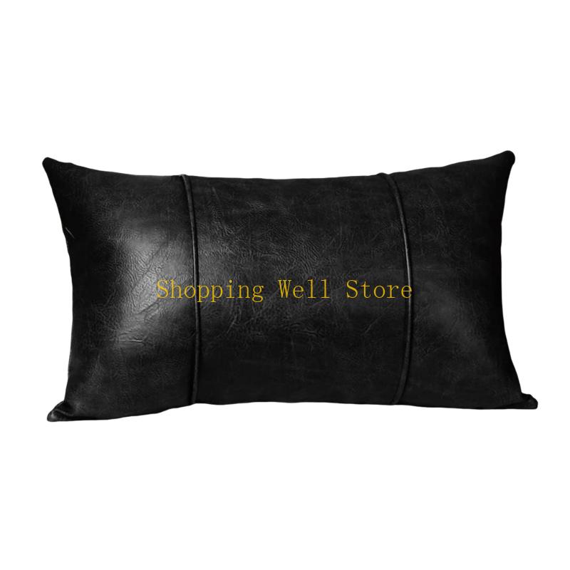 KX4B Ergonomic Design Cushions Cover Faux Leather Sofa Chair Lumbar Support Case