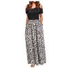 Women Summer Cold Shoulder Floral Print Elegant Maxi Long Dress Pocket Dress