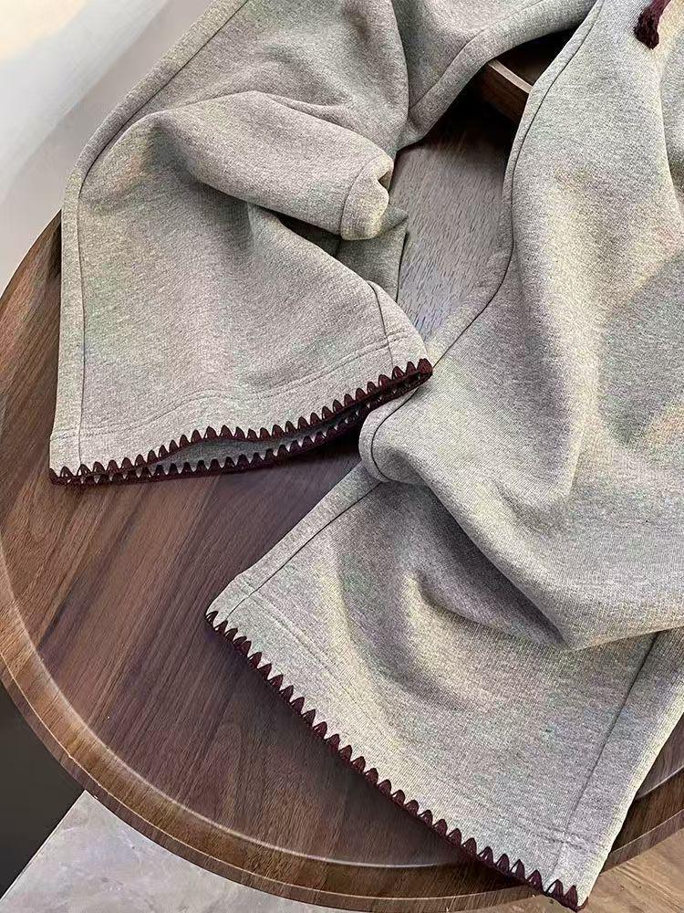Spring/Summer Plus Size Drawstring Wide Leg Sweatpants for Men and Women - Slimming Straight-Leg Casual Pants