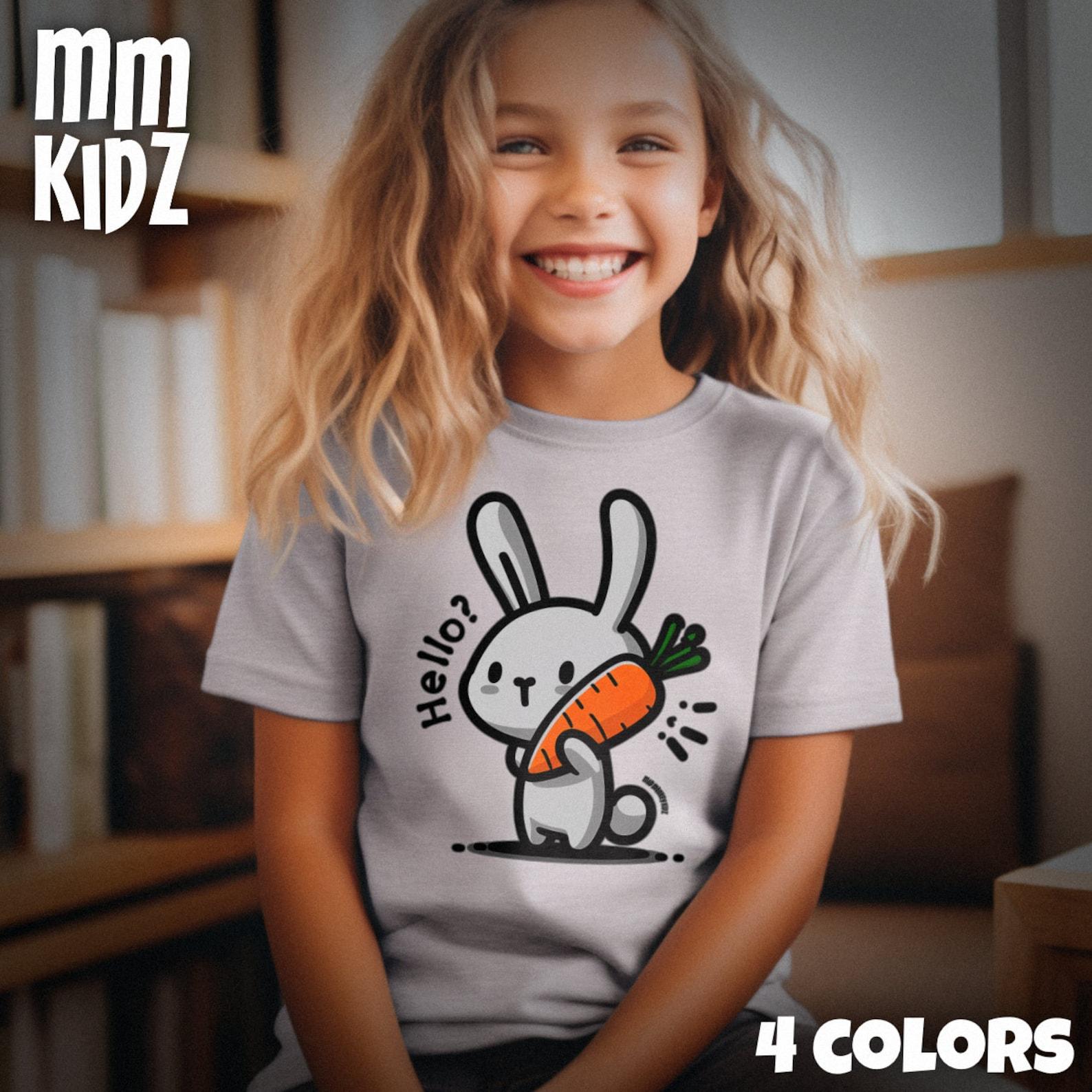Bunny T-Shirt, Cute Cartoon Bunny T Shirt, Cute Cartoon Animal T Shirt, Kids T Shirt, Gifts for Kids, Pajama T-Shirt 100