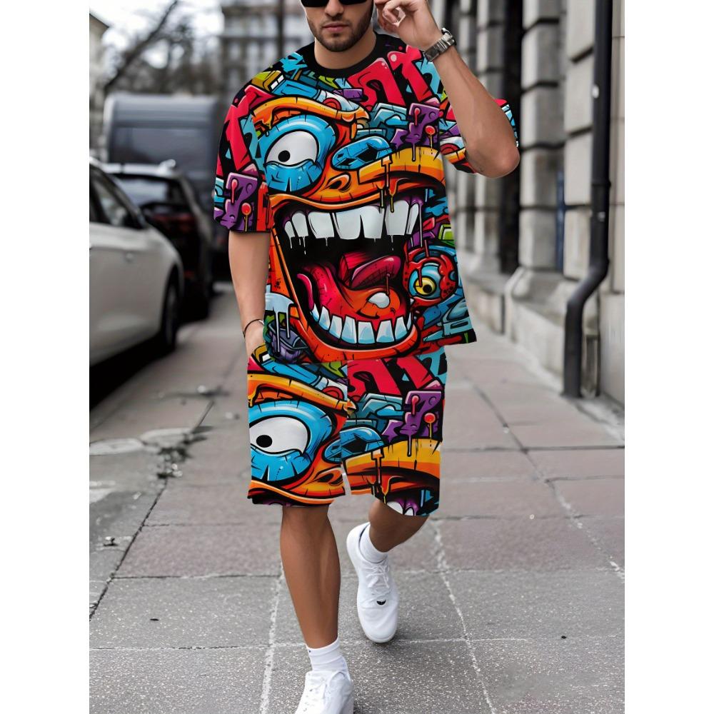 Herrenanzug Merkmale Hip-Hop Stil Gedruckt Outdoor Streetwear, Bequem, Weich und Leicht Polyester
