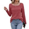 2024 European & American Square Neck Ribbed Long Sleeve T-Shirt