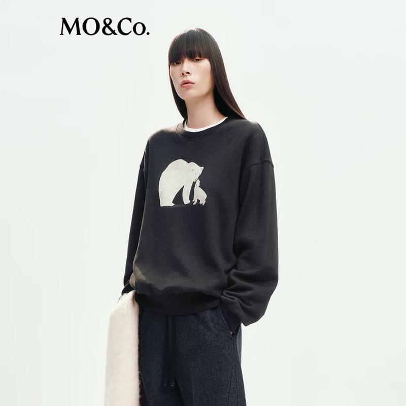 MO&Co. Women's Glitter Cotton Printed Pullover Sweatshirt