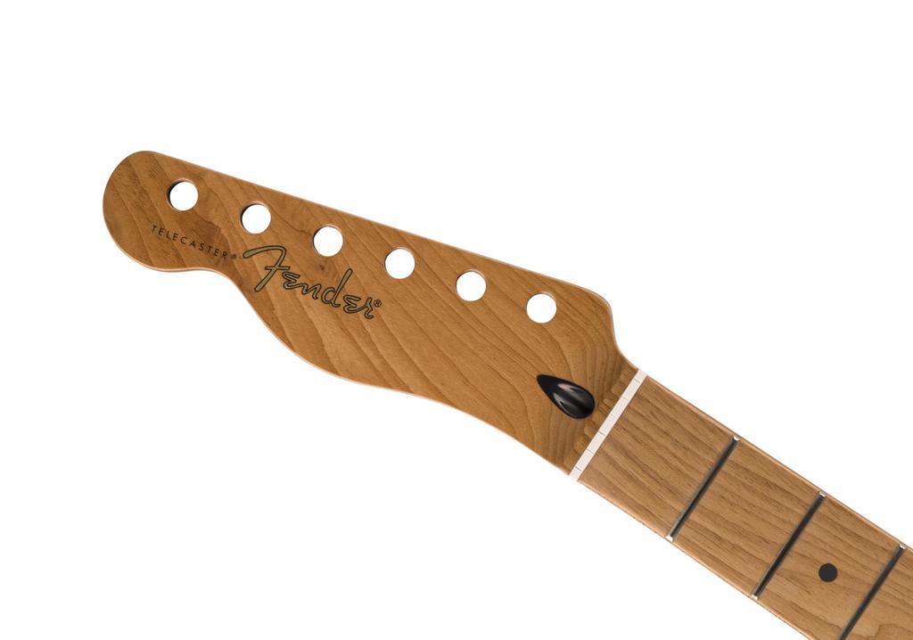 Fender Satin Roasted Maple LH 22 Jumbo Flat Oval Shape Replacement Guitar Neck Made In Mexico Telecaster® Neck, Frets, 12", Maple,