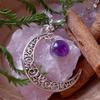 Fioletowy Kryształowy Księżyc Gotycki Punk Naszyjnik - Kreatywny Naszyjnik Statement