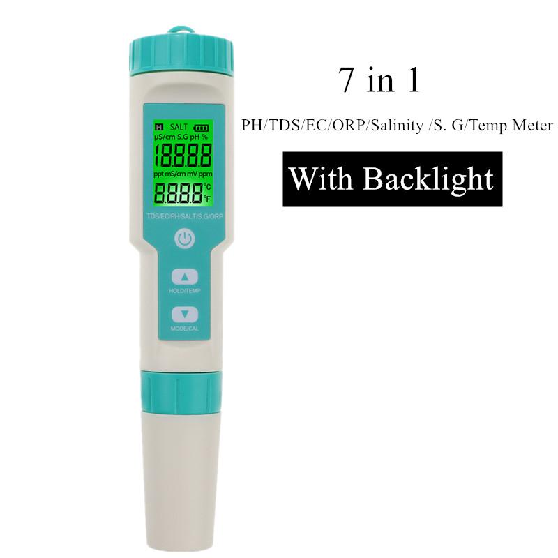 COM-600 7 in 1 PH TDS EC ORP Salinity  S. G Temp Meter Water Quality Monitor Tester IP67 for Drinking Water, Aquariums PH Meter