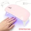 Mini LED Nail Dryer Lamp 6W UV Portable Nail Dryer Curing Lamp Light for Gel Based Polish Home Nail Nail Art Tools Accessories