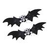 2Pcs Bright Halloween Themed Bat Skull Hair Accessories Strong Nonslip Design Barrettes For Active Individuals