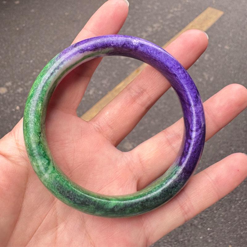 Pink Peach Jade & Purple Sugilite Women's Bangle - Jade Craftsman Live Stream Special