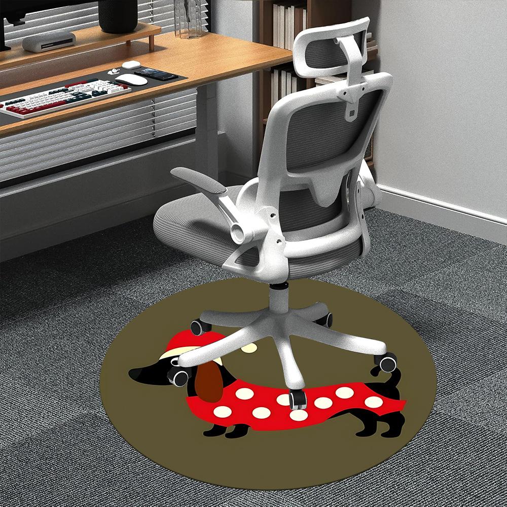 

1pc Christmas Dog Office Round Area Rug, Indoor Mat Suitable ForOffice, Under Office Chairs Bedroom Living Room Home Decor, Room Deco u13 80cm by 80cm