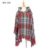 Women's Plaid Hooded Cape Ponchos Sweater Knitted Versatile Lightweight Warm Shawl Wrap Scarf Cape Poncho Pullover Cardigan Wrap Sweaters for Women