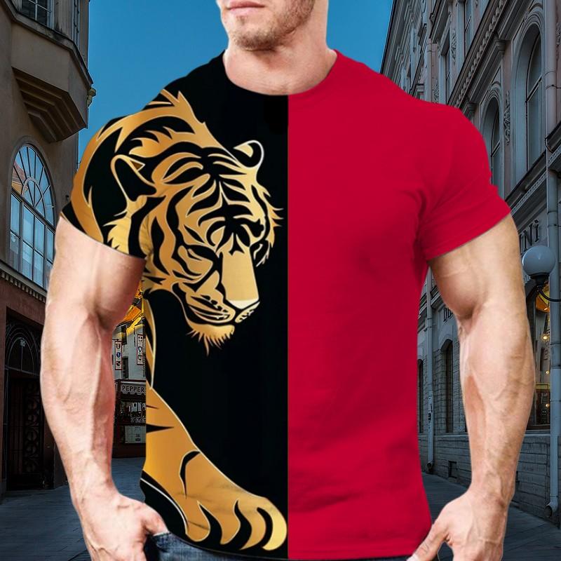 

Футболка мужская летняя с короткими рукавами и принтом в виде тигра-тотема в стиле крутого парня, уличная мода, повседневная, быстросохнущая, с круглым воротником 6XL