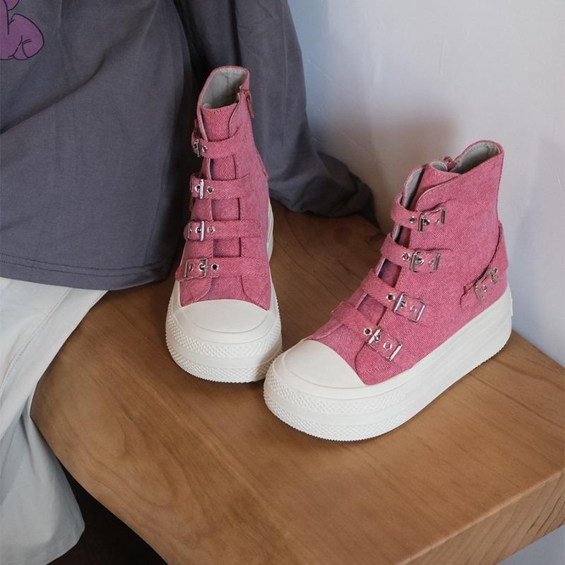 Canvas Shoes Women's Boots New Thick-soled Casual Shoes Board Shoes Versatile Round Toe Single