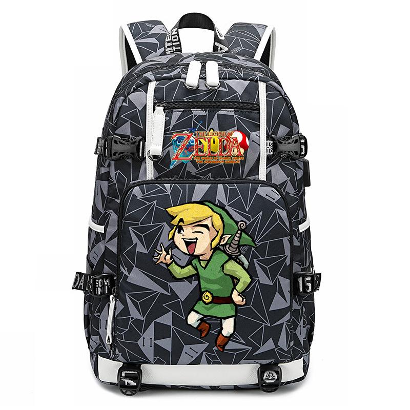 Zelda Zelda Plecak z Nadrukiem Akcesoria Outdoorowy Port USB Duża Pojemność Plecak Podróżny