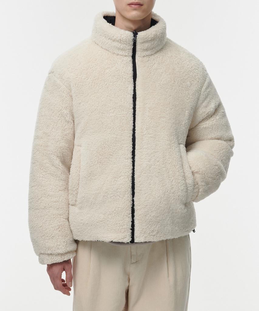 Musinsa Standard Daily Puffer Reversible Fleece Short Padded Jacket [Black/Cream]