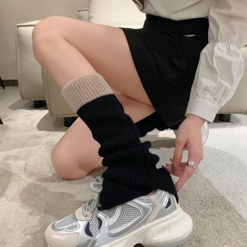 Womens Lolitas Knit Long Socks Flared Leg Warmers Harajuku Booties Socks Winter Warm Ankle Heap Socks