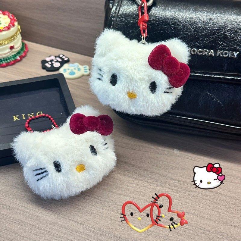 Sanrio Hello Kitty Plush Keychain Kawaii Backpack Pendant Soft Stuffed Doll Anime Cartoon Accessories Key Ring For Girls Gifts