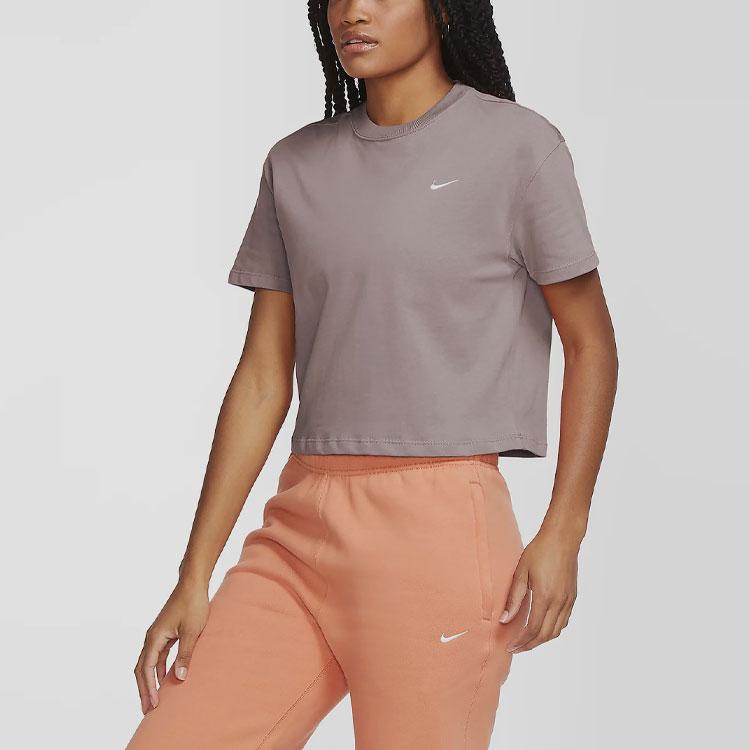 Nike Casual Solid Color Logo Short Sleeve Round Neck T-Shirt Women Tops Malt-Yellow DA0324-245