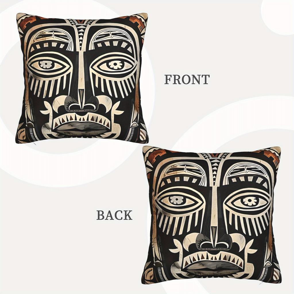 1Pc Tribes From Africa Decorative Pillowcases - Soft, Durable, Machine Washable Polyester Cover With Zipper Closure, Mixed Color