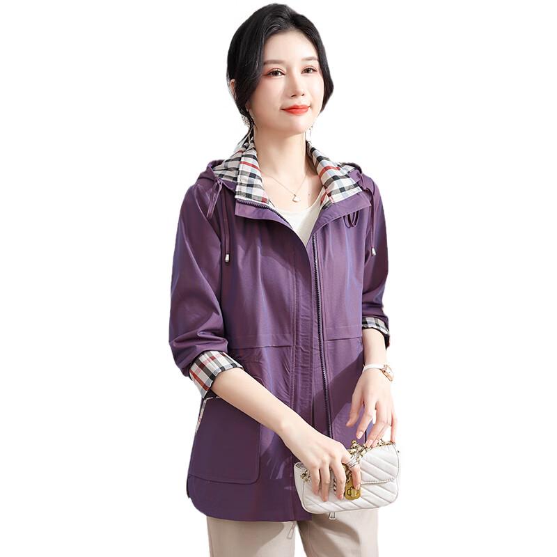 XUEXI Women's Hooded Windbreaker Jacket for Middle-Aged Women