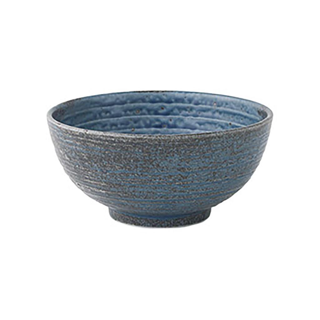 Showa Pottery Wabi Navy Blue Round x Mino Made in Dishwasher Safe Sand-Patterned 5.8-inch Bowl, 17.3 8.2cm, Ware, Japan,