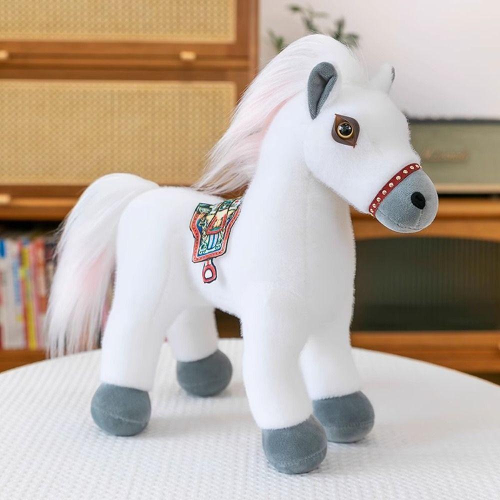 Simulation Pony Plush Toys Saddle Cartoon Horse Stuffed Toy Standing Foal Plush Doll  Children