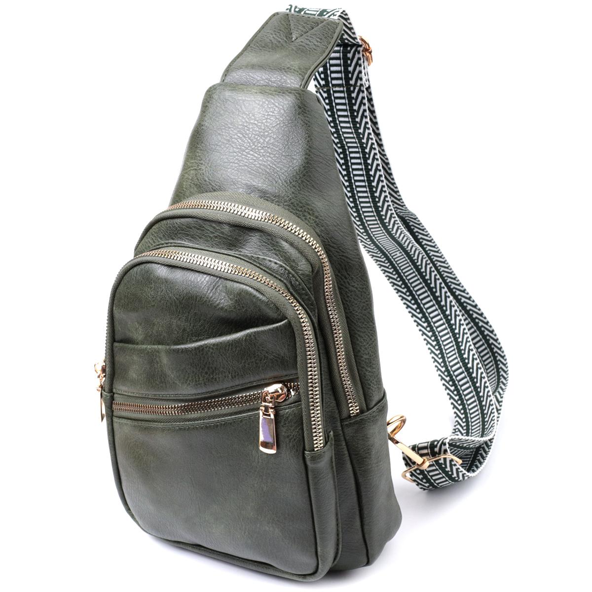 

Зручна жіноча сумка з однією лямкою через плече з екошкіри VINTAGE Bag 22756 Зелений