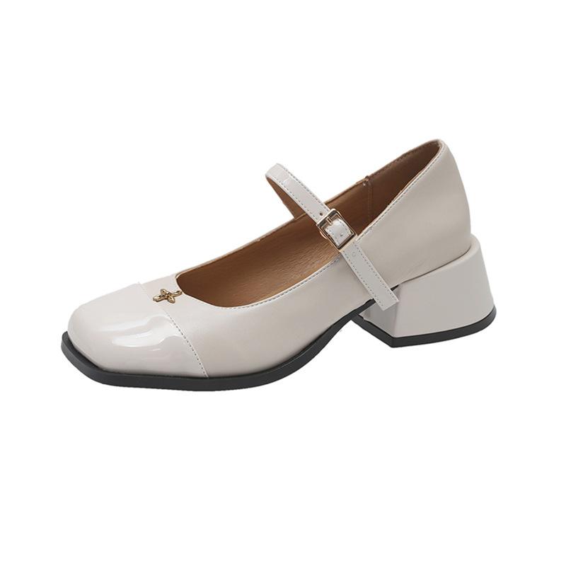 

Internet celebrity retro red thick heel small leather shoes women 2025 new spring and autumn French small fragrance Mary Jane single shoes retro 40