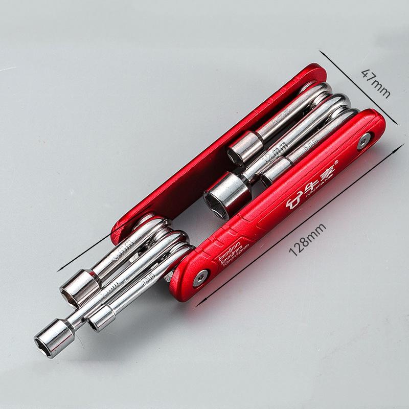 Multifunctional Metric / Imperial 6 in 1 Folding Nut Driver Set SAE, Portable Household Mini Folding Hexagon Socket Wrench