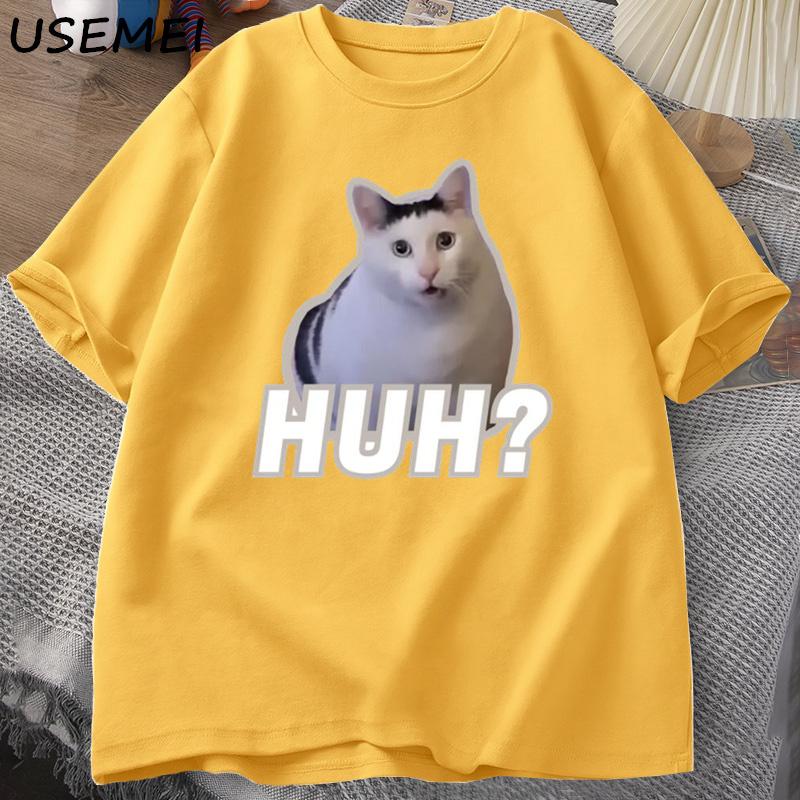 Huh Cat Meme T Shirt Funny Cute Cat Graphic T Shirts Unisex Fashion Tshirt Summer Couples Casual Cotton Oversized Tees Clothing