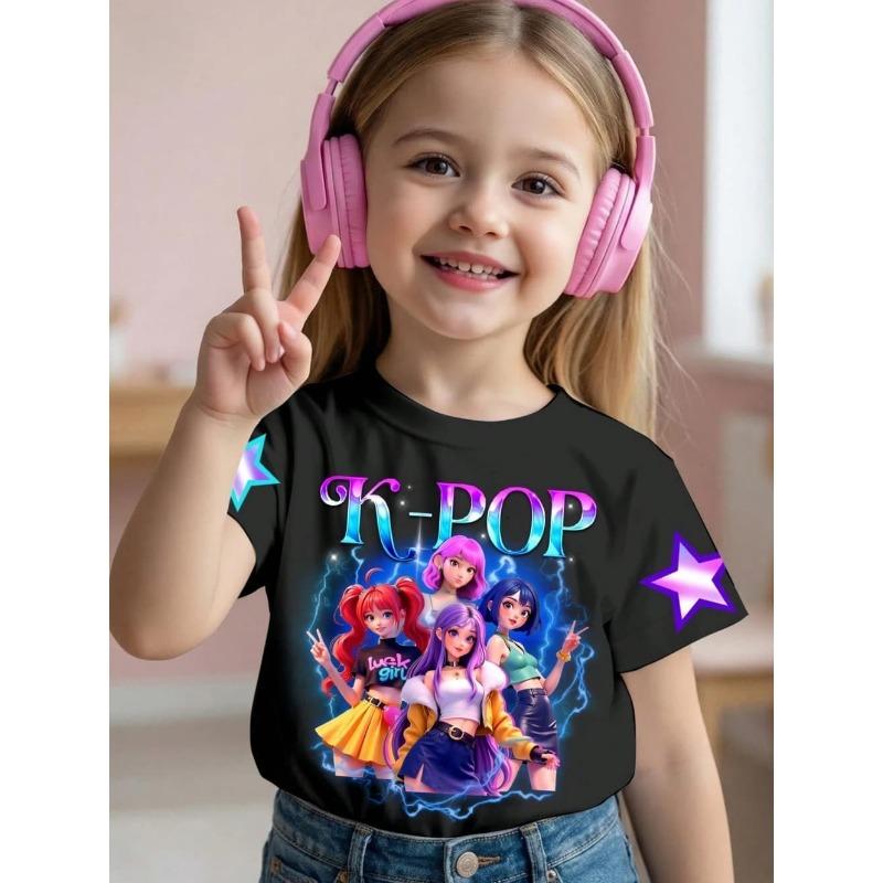 100% Cotton Kids Girls' Black White Red Cat Tee Shirts Crew Neck Short Sleeve Outdoor Casual Daily Active Fashion Cute Crewneck Summer