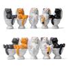 5 Pcs/set Animal Cats Lying On Closestool Toilet PVC Model Miniature Crafts Micro Landscape Home Garden Decor