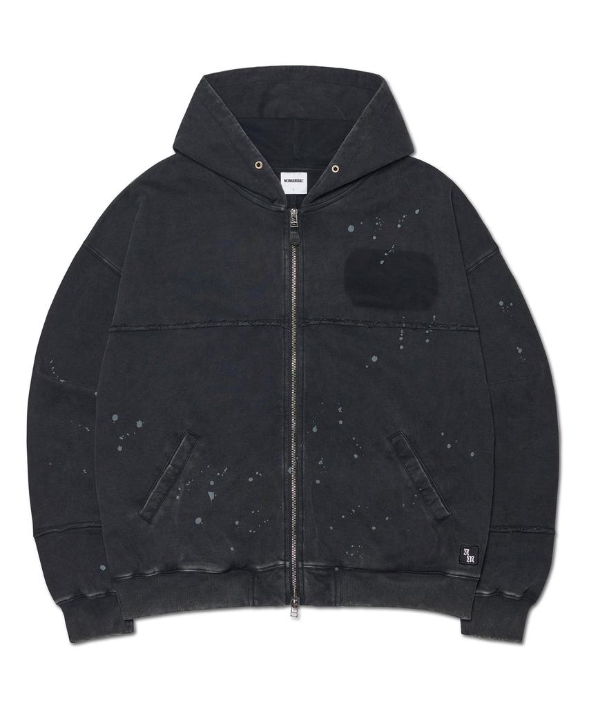 Nomanual Detached Patch Hooded Zip-Up - Washed Black